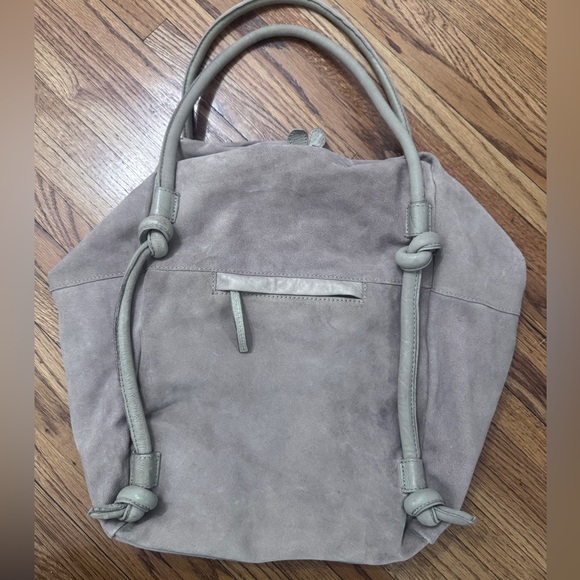 Free People Ingrid Taupe Suede Leather Tote - Picture 1 of 14